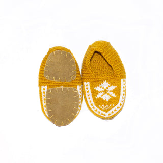 Mustard and White Kids Slipper Socks