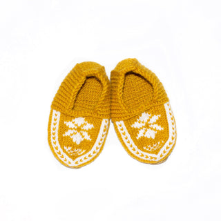 Mustard and White Kids Slipper Socks