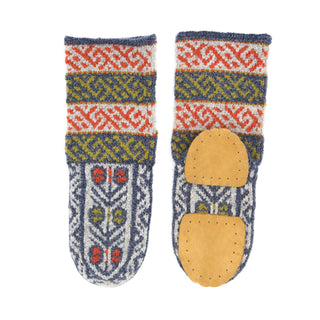 Blue, gray, green, and burnt orange, Long Slipper Socks