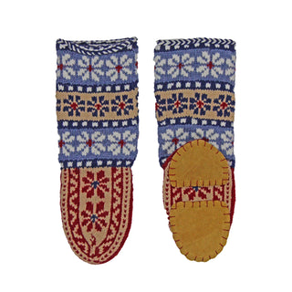 Maroon, Tan, Blue, and White Long Slipper Socks