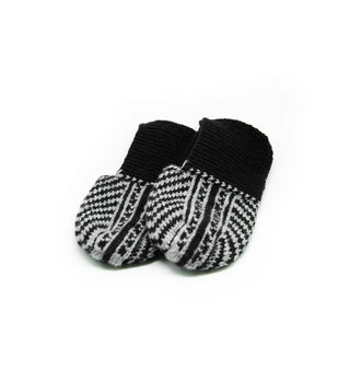 Black and Gray Mens Slipper Socks - No Suede
