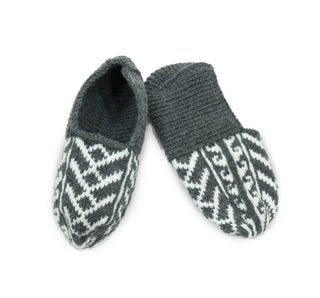 Gray & White Mens Slipper Socks - No Suede