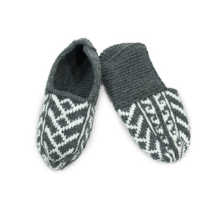 Gray & White Slipper Socks - No Suede