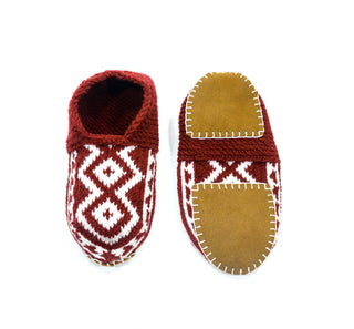 Maroon and White Mens Slipper Socks