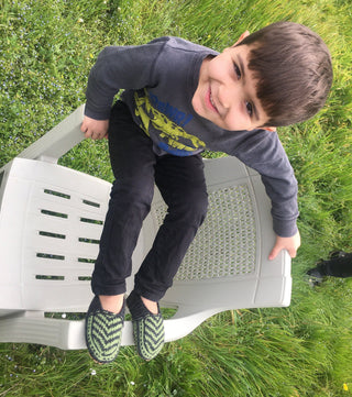 Black and Green Kids Slipper Socks