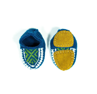 Blue, Green and White Kids Slipper Socks