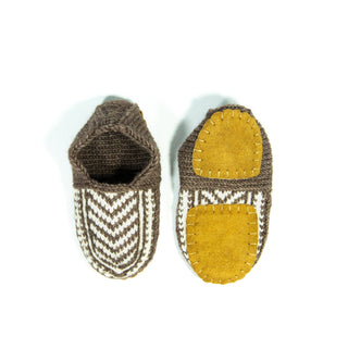 Brown and White Kids Slipper Socks