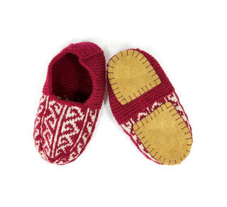Maroon and Tan Mens Slipper Socks