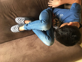Gray & White Mens Slipper Socks - No Suede