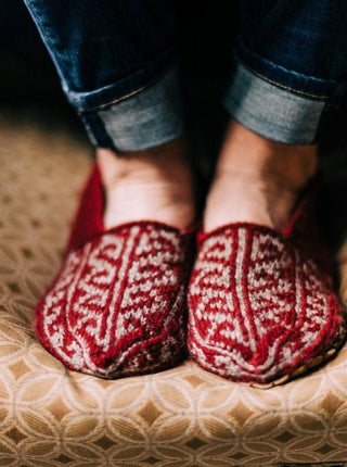 Maroon and Tan Mens Slipper Socks