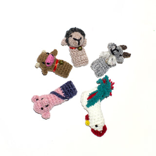 Farm Finger Puppets. Set of 5: Cow, Sheep, Goat, Rooster, Pig