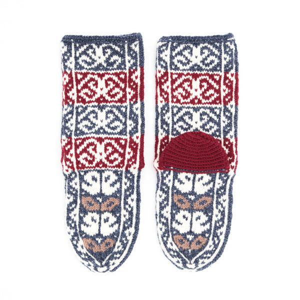 Navy, Maroon, Off-white Mukluk Womens Long Slippers - No Suede