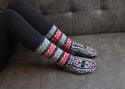 Navy, Green, and Red Mens Long Slippers Socks