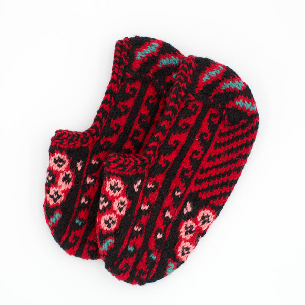 Red and Black Slippers Socks - No Suede