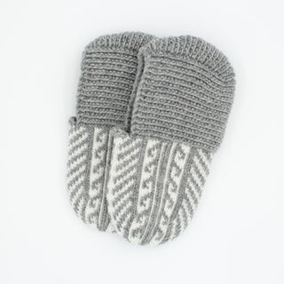 Light Gray and White Slipper Socks - No Suede