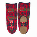 Mukluk Style Red & Black with pink Womens Long Slipper Socks