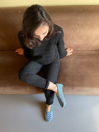Aqua, Gray and Blue Slipper Socks