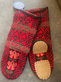 Mukluk Style Red & Black with pink Womens Long Slipper Socks