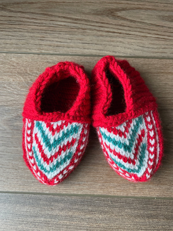 Red, Teal and Gray Kids Slipper Socks