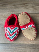 Red, Teal and Gray Kids Slipper Socks