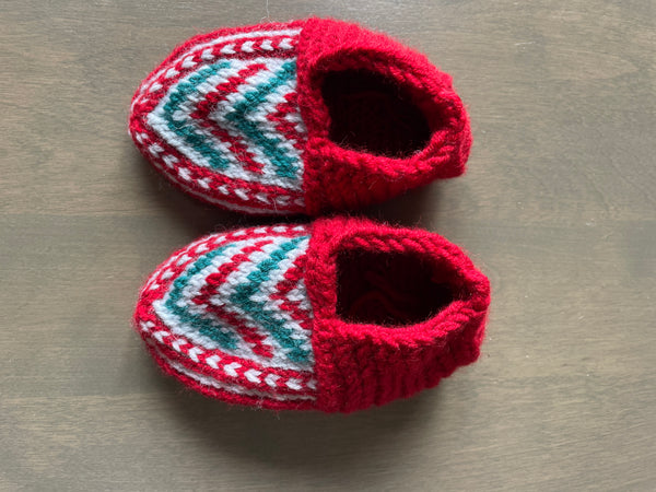 Red, Teal and Gray Kids Slipper Socks