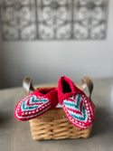 Red, Teal and Gray Kids Slipper Socks