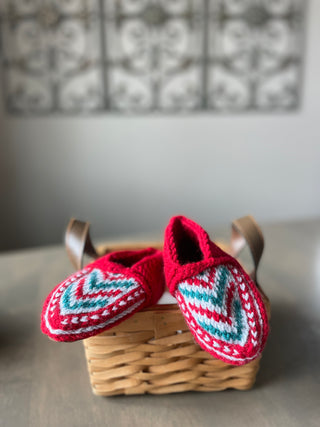 Red, Teal and Gray Kids Slipper Socks