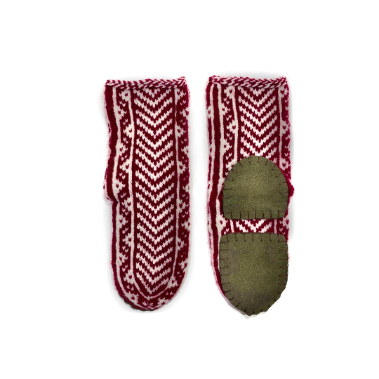 Maroon & White Long Slipper Socks