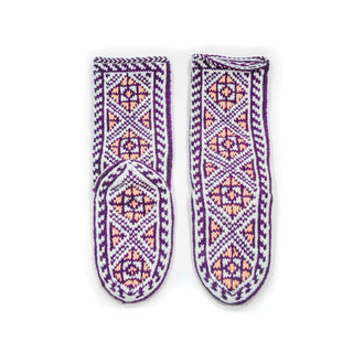 Purple, Coral, and White Long Slipper Socks