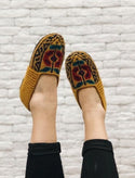 Mustard, Navy, Red, and Teal Slipper Sock