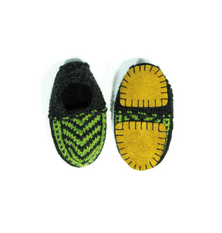 Black and Green Kids Slipper Socks