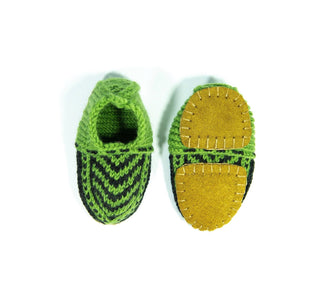 Green and Charcoal Gray Kids Slipper Socks