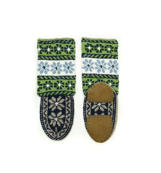 Green, Blue, Tan, and White Long Slippers