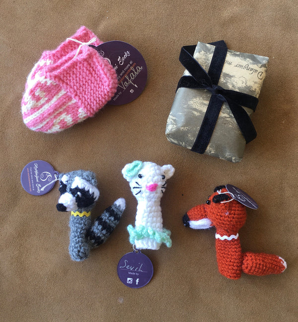 Baby Booties + 3 Finger Puppets = Baby Gift Set