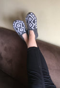 Gray and White Womens Slipper Socks