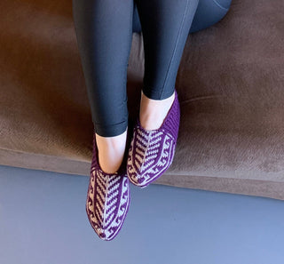 Purple and Gray Slipper Socks - No Suede